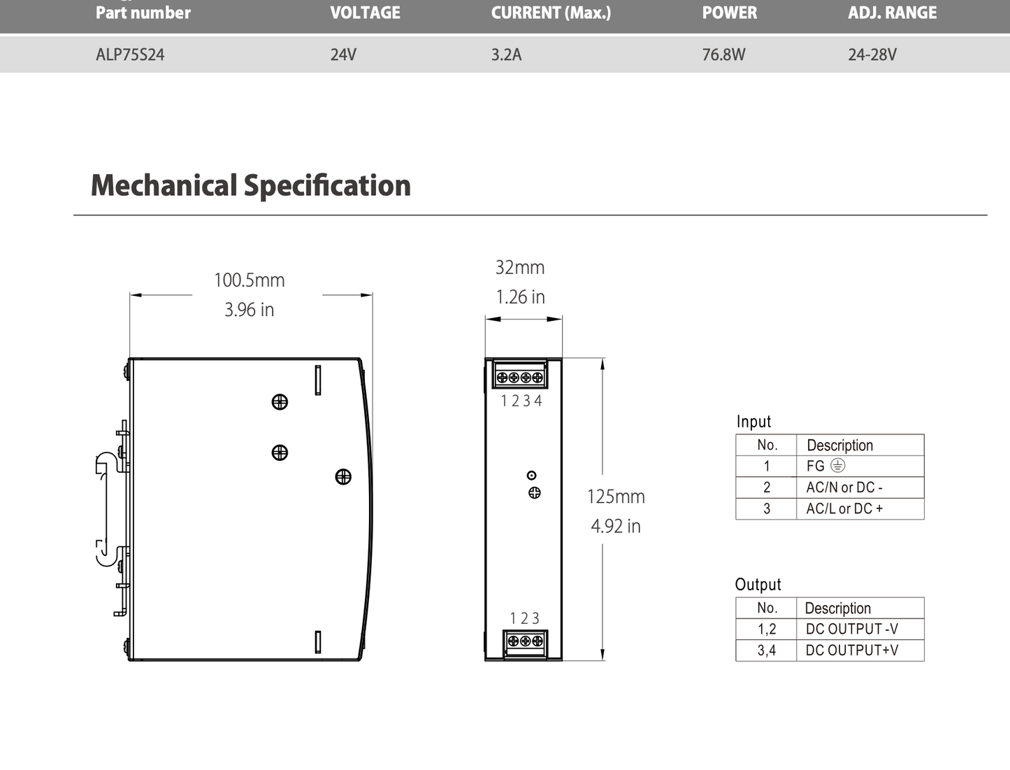 Fuente de Poder Alpha Electric 75W salida 24vcd entrada 100-240vca